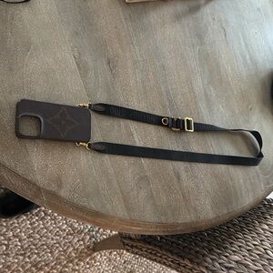 Louis Vuitton Brown and Gold iPhone 13 Pro Case and strap